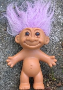 Troll doll with purple hair
