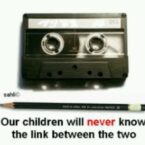 Cassette tape and pencil